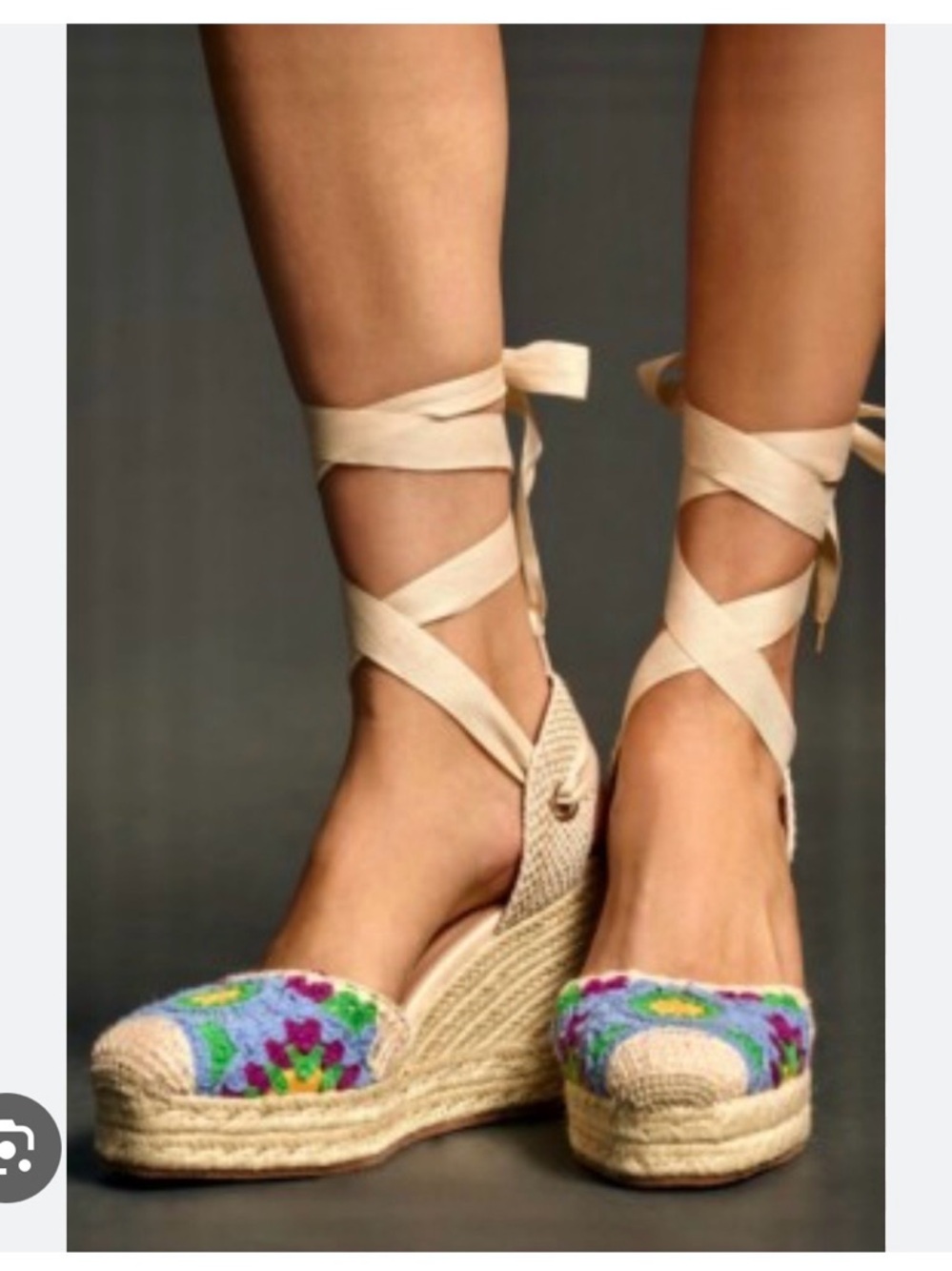 Anthropologie Bibi Lou  Embroidered Floral Espadrille Wedges- never worn